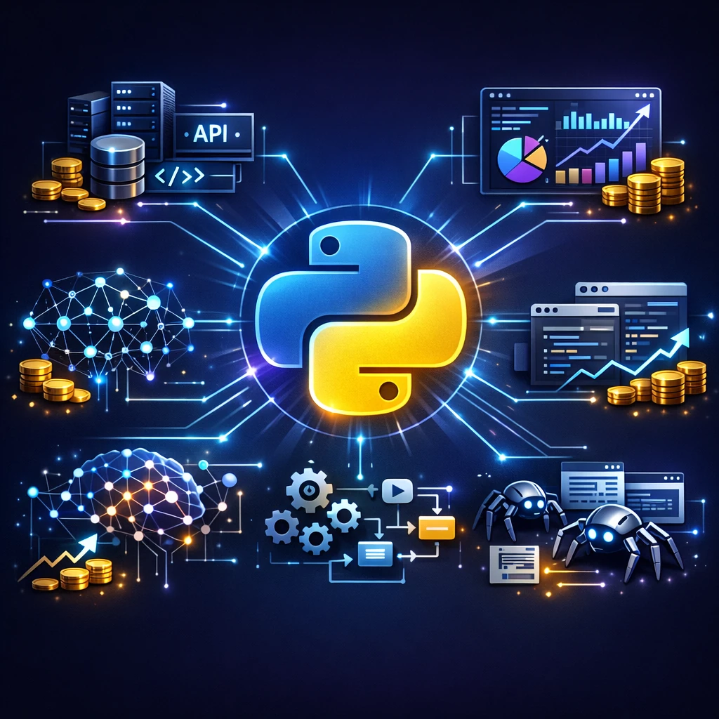 بهترین کاربردهای پایتون برای بازار کار ایران شامل توسعه وب، علم داده، هوش مصنوعی، اتوماسیون، ربات‌های وب و پروژه‌های استارتاپی